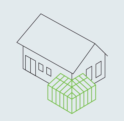 Pultdach als Übereck-Lösung 